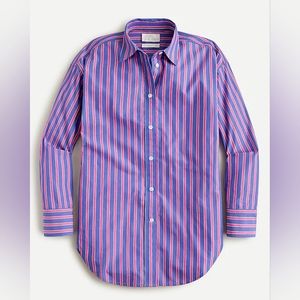 NWT J.Crew relaxed fit crisp cotton poplin shirt in pink blue stripe 00